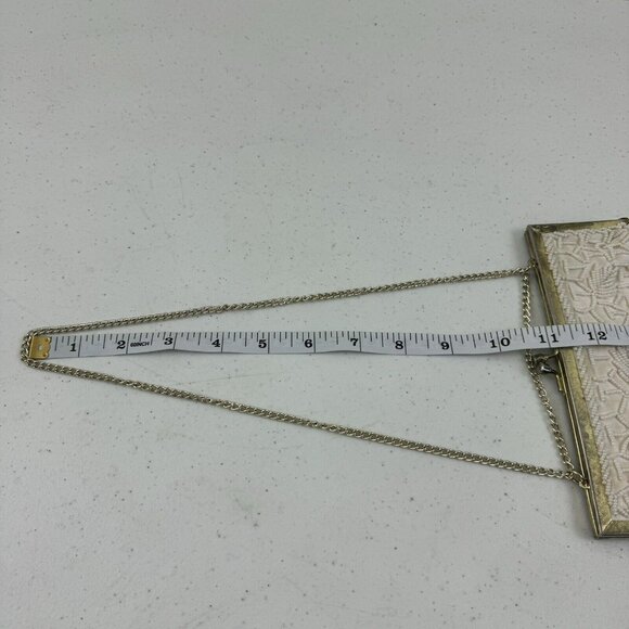 Vtg Mister Ernest Handbag Purse Clutch White Beaded Gold Clasp Gold Chain Prom - Picture 14 of 16